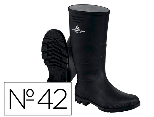 [STONEOBNO42] BOTAS DELTAPLUS DE SEGURIDAD STONE PVC NEGRO SUELA DE TACOS TALLA 42