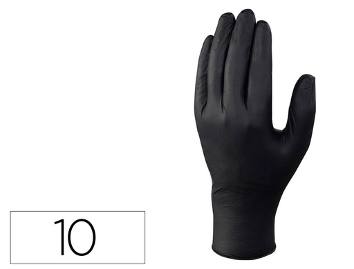 [V1450B10010] GUANTES DE NITRILO DELTAPLUS NO EMPOLVADO DESECHABLE TALLA 10 COLOR NEGRO CAJA DE 100 UNIDADES