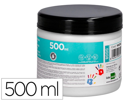 [DD08] PINTURA DEDOS LIDERPAPEL TARRINA DE 500 ML BLANCO