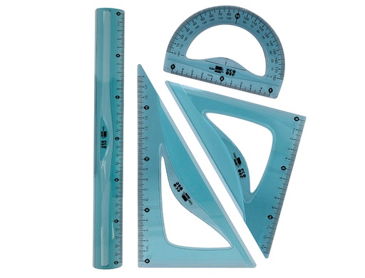 [JG06] JUEGO ESCUADRA 20 CM CARTABON 18 CM REGLA 30 CM Y SEMICIRCULO 10 CM LIDERPAPEL ECOUSE 100% PET RECICLADO