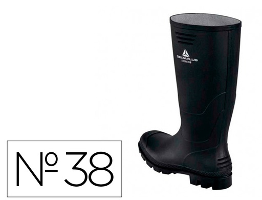 [STONEOBNO38] BOTAS DELTAPLUS DE SEGURIDAD STONE PVC NEGRO SUELA DE TACOS TALLA 38
