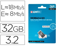 [EMTEC E173577] MEMORIA EMTEC USB 3.2 DUAL MOBILE &amp; GO TYPE-C /USB 32 GB