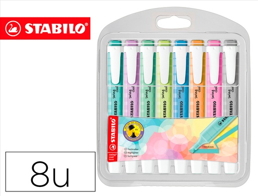 [275/8-08-2] ROTULADOR STABILO FLUORESCENTE FINO SWING COOL PASTEL ESTUCHE DE 8 UNIDADES COLORES SURTIDOS