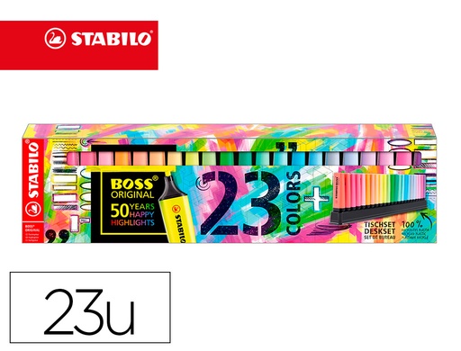 [7023-01-5-20] ROTULADOR STABILO BOSS ARTY FLUORESCENTE 70 ARTY LINE DESKSET DE 23 UNIDADES COLORES SURTIDOS