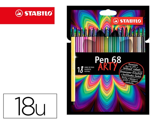 [6818-22-6] ROTULADOR STABILO ACUARELABLE PEN 68 ESTUCHE CARTON DE 18 UNIDADES COLORES SURTIDOS