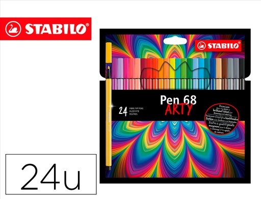 [6824-1-20] ROTULADOR STABILO ACUARELABLE PEN 68 ARTY LINE 1 MM ESTUCHE CARTON DE 24 UNIDADES COLORES SURTIDOS