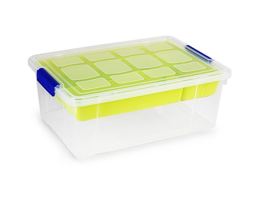 [1277801] CONTENEDOR PLASTICO PLASTICFORTE 9 LITROS N 31 TRANSPARENTE CON TAPA Y BANDEJA 260X370X140 MM