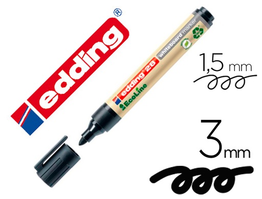 [28-01] ROTULADOR EDDING 28 PARA PIZARRA BLANCA ECOLINE 90% RECICLADO COLOR NEGRO PUNTA REDONDA 1,5-3 MM RECARGABLE