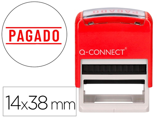 [KF03674] SELLO ENTINTADO AUTOMATICO Q-CONNECT PAGADO ALMOHADILLA 14X38 MM COLOR ROJO