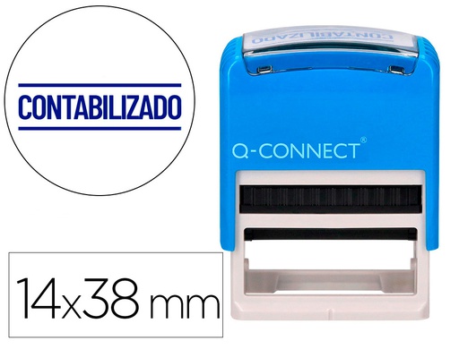 [KF03673] SELLO ENTINTADO AUTOMATICO Q-CONNECT CONTABILIZADO ALMOHADILLA 14X38 MM COLOR AZUL