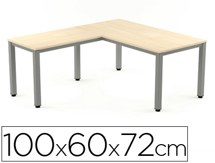 [2107AD01] ALA PARA MESA ROCADA SERIE EXECUTIVE 60X 100 CM DERECHA O IZQUIERDA ACABADO AD01 ALUMINIO/ HAYA