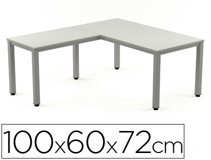 [2107AD02] ALA PARA MESA ROCADA SERIE EXECUTIVE 60X 100 CM DERECHA O IZQUIERDA ACABADO AD02 ALUMINIO/ GRIS
