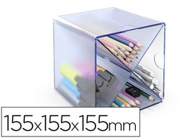 [6703 AZ TP] ARCHICUBO ARCHIVO 2000 ASPA ORGANIZADOR MODULAR PLASTICO AZUL TRANSPARENTE 155X155X155 MM INCLUYE 2 CLIPS DE