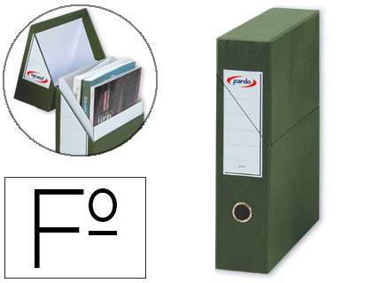[245604] ARCHIVADOR CON TAPA PARDO CARTON FORRADO OLLAO LOMO DIN A4 80 MM COLOR VERDE 335X250X80 MM