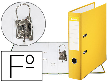 [42324] ARCHIVADOR DE PALANCA ESSELTE CARTON FORRADO PVC FOLIO LOMO DE 75 MM CON RADO AMARILLO