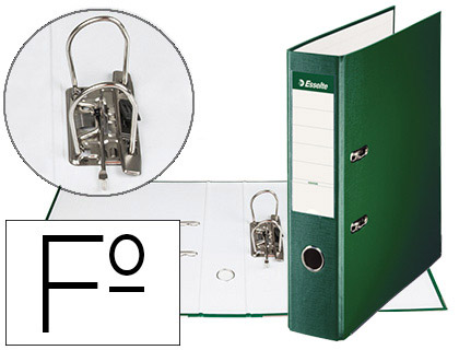 [42302] ARCHIVADOR DE PALANCA ESSELTE CARTON FORRADO PVC FOLIO LOMO DE 75 MM CON RADO VERDE