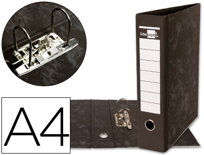 [AZ07] ARCHIVADOR DE PALANCA LIDERPAPEL A4 CARTON FORRADO SIN RADO LOMO 80MM NEGRO COMPRESOR METALICO