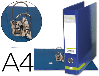 [AZ37] ARCHIVADOR DE PALANCA LIDERPAPEL A4 COLOR SYSTEM FORRADO SIN RADO LOMO 80MM AZUL COMPRESOR METALICO