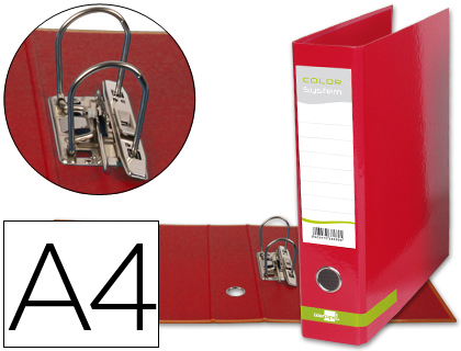[AZ39] ARCHIVADOR DE PALANCA LIDERPAPEL A4 COLOR SYSTEM FORRADO SIN RADO LOMO 80MM ROJO COMPRESOR METALICO