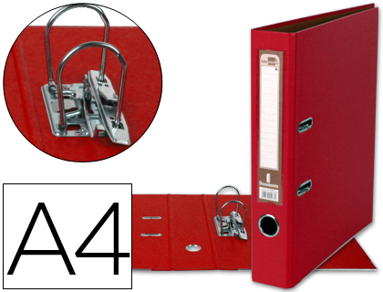 [AY07] ARCHIVADOR DE PALANCA LIDERPAPEL A4 DOCUMENTA FORRADO PVC CON RADO LOMO 52MM ROJO COMPRESOR METALICO