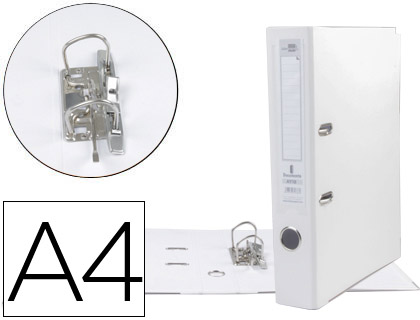 [AZ69] ARCHIVADOR DE PALANCA LIDERPAPEL A4 DOCUMENTA FORRADO PVC CON RADO LOMO 75MMBLANCO COMPRESOR METALICO