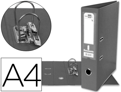[AZ25] ARCHIVADOR DE PALANCA LIDERPAPEL A4 DOCUMENTA FORRADO PVC CON RADO LOMO 75MM GRIS COMPRESOR METALICO