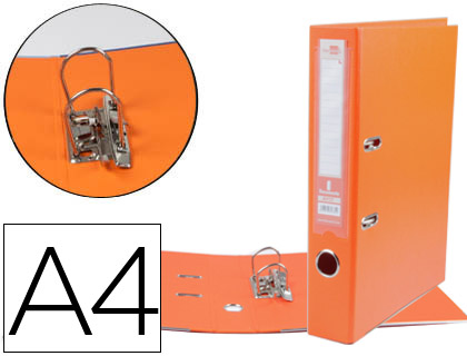 [AZ68] ARCHIVADOR DE PALANCA LIDERPAPEL A4 DOCUMENTA FORRADO PVC CON RADO LOMO 75MMNARANJA COMPRESOR METALICO