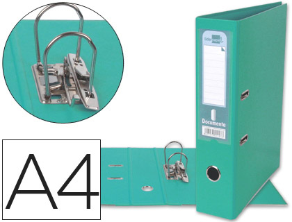 [AZ76] ARCHIVADOR DE PALANCA LIDERPAPEL A4 DOCUMENTA FORRADO PVC CON RADO LOMO 75 MM VERDE CLARO COMPRESOR