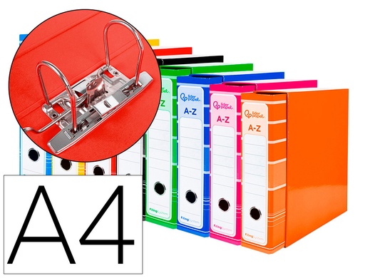 [AZ83] ARCHIVADOR DE PALANCA LIDERPAPEL A4 FILING SYSTEM FORRADO SIN RADO LOMO 80 MM COLORES SURTIDOS CON CAJA Y