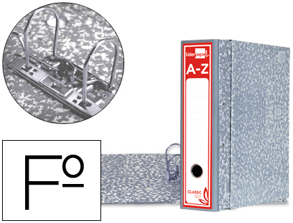 [AZ49] ARCHIVADOR DE PALANCA LIDERPAPEL CARTON FORRADO FOLIO JASPEADO GRIS CON CAJA CLASSIC RED