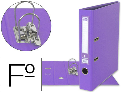 [AY39] ARCHIVADOR DE PALANCA LIDERPAPEL FOLIO DOCUMENTA FORRADO PVC CON RADO LOMO 52 MM LILA COMPRESOR METALICO