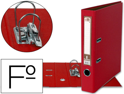 [AY36] ARCHIVADOR DE PALANCA LIDERPAPEL FOLIO DOCUMENTA FORRADO PVC CON RADO LOMO 52 MM ROJO COMPRESOR METALICO