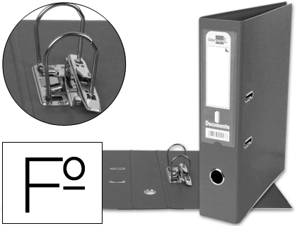 [AZ31] ARCHIVADOR DE PALANCA LIDERPAPEL FOLIO DOCUMENTA FORRADO PVC CON RADO LOMO 75MM GRIS COMPRESOR METALICO