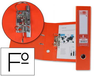 [AZ52] ARCHIVADOR DE PALANCA LIDERPAPEL FOLIO DOCUMENTA FORRADO PVC CON RADO LOMO 75MM NARANJA CON COMPRESOR