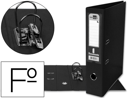 [AZ32] ARCHIVADOR DE PALANCA LIDERPAPEL FOLIO DOCUMENTA FORRADO PVC CON RADO LOMO 75MM NEGRO COMPRESOR METALICO