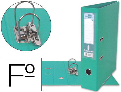 [AY28] ARCHIVADOR DE PALANCA LIDERPAPEL FOLIO DOCUMENTA FORRADO PVC CON RADO LOMO 75 MM VERDE CLARO COMPRESOR