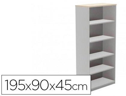 [1101AN04V24] ARMARIO ROCADA CON CINCO ESTANTES SERIE STORE 195X90X45 CM ACABADO AN04 GRIS/BLANCO