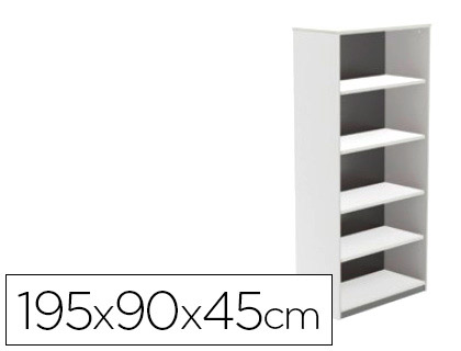 [1101AW04V24] ARMARIO ROCADA CON CINCO ESTANTES SERIE STORE 195X90X45 CM ACABADO AW04 BLANCO/BLANCO