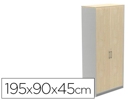 [1104AN01V24] ARMARIO ROCADA CON CUATRO ESTANTES Y DOS PUERTAS SERIE STORE 195X90X45 CM ACABADO AN01 GRIS/HAYA
