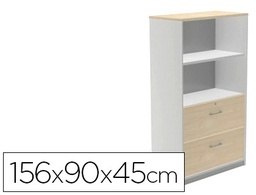 [1056AN02V24] ARMARIO ROCADA CON DOS ESTANTES Y DOS CAJONES INFERIORES SERIE STORE 156X90X45 CM ACABADO AN02