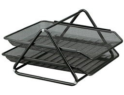 [KF00860] BANDEJA SOBREMESA METALICA Q-CONNECT REJILLA GXA100 NEGRA 2 BANDEJAS MOVIBLES 300X185X350 MM