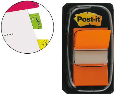 [70071392826] BANDERITAS SEPARADORAS 680-4 NARANJA DISPENSADOR DE 50 UNIDADES
