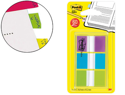 [XA004806197] BANDERITAS SEPARADORAS POST-INDEX 680-ROY VERDE AZUL Y VIOLETA DISPENSADOR FUNDA 3X20