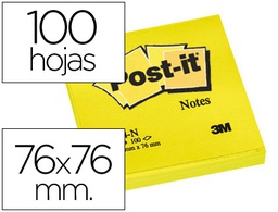 [FT510010174 (654-N AMARILLO)] BLOC DE NOTAS ADHESIVAS QUITA Y PON POST-IT 76X76 MM AMARILLO NEON CON 100 HOJAS