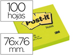 [FT510010182 (654-N VERDE)] BLOC DE NOTAS ADHESIVAS QUITA Y PON POST-IT 76X76 MM VERDE NEON CON 100 HOJAS
