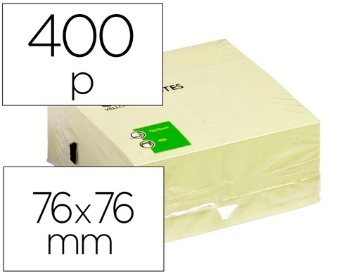 [KF01346] BLOC DE NOTAS ADHESIVAS QUITA Y PON Q-CONNECT 76X76 MM FSC AMARILLO CON 400 HOJAS