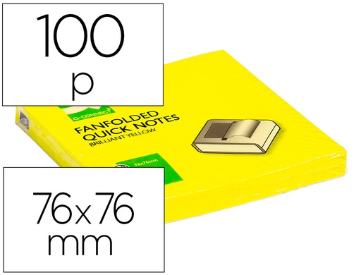 [KF16575] BLOC DE NOTAS ADHESIVAS QUITA Y PON Q-CONNECT 76X76 MM AMARILLO NEON ZIG-ZAG