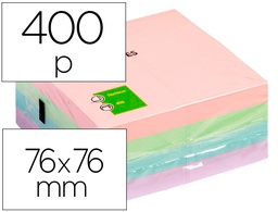 [KF01347] BLOC DE NOTAS ADHESIVAS QUITA Y PON Q-CONNECT 76X76 MM PASTEL CON 400 HOJAS