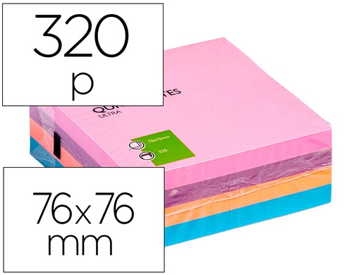 [KF02514] BLOC DE NOTAS ADHESIVAS QUITA Y PON Q-CONNECT CON 320 HOJAS 76X76MM