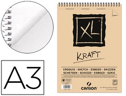 [C400039142] BLOC DIBUJO ESBOZO CANSON XL KRAFT DIN A3 KRAFT RAYADO BEIGE ESPIRAL 29,7X42 CM 60 HOJAS 90 GR/M2